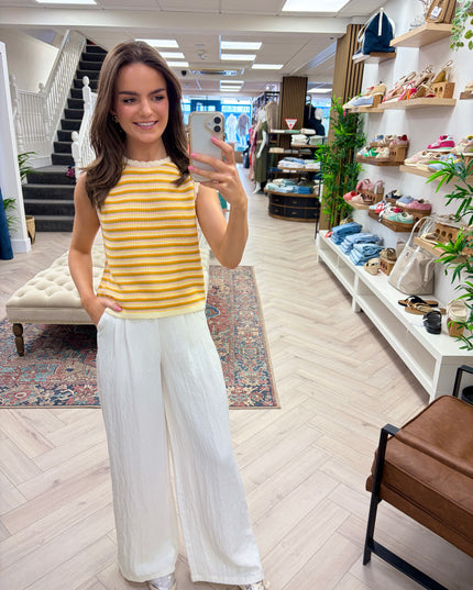 'Augusta' Palazzo Trouser - Star White