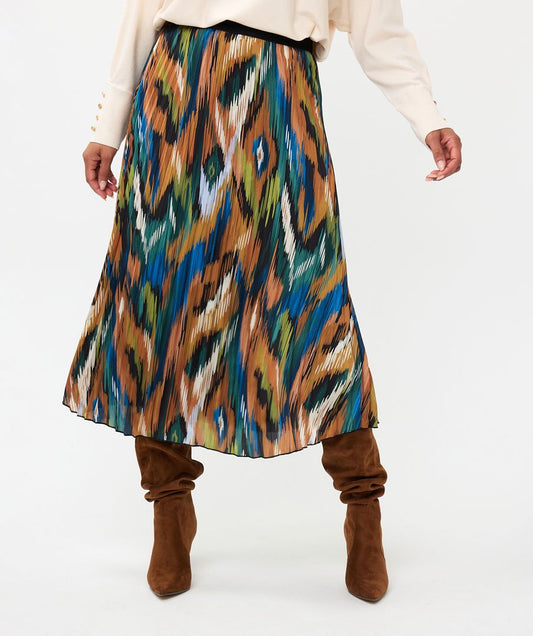 EsQualo - Universe Lightning Print Pleated Skirt