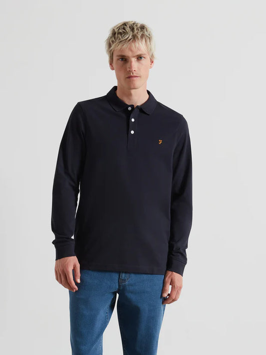 Blanes Long Sleeve Polo Shirt In True Navy