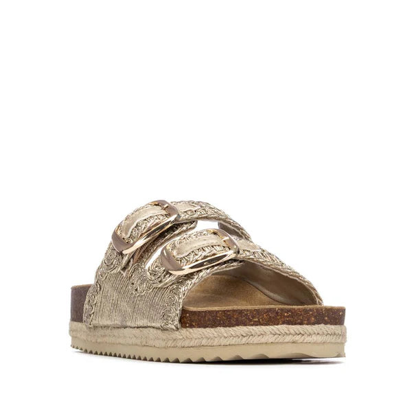 XTI 145072 Cork Textile Sandal - Gold