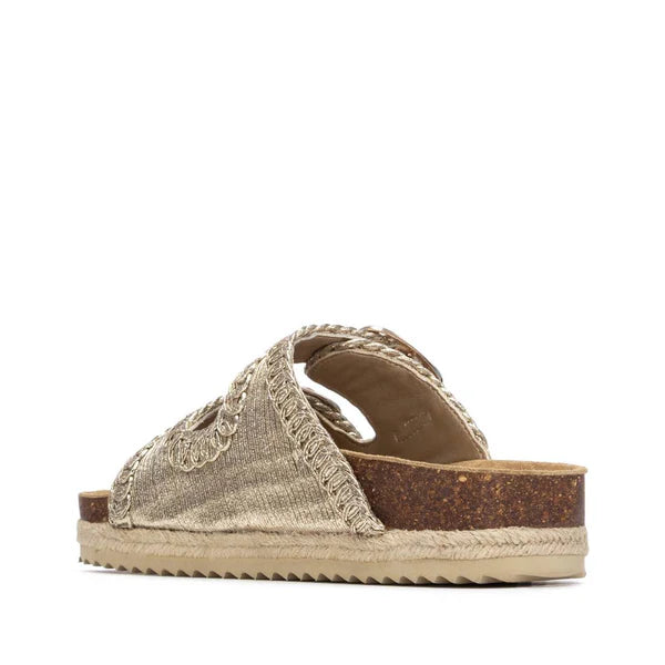 XTI 145072 Cork Textile Sandal - Gold