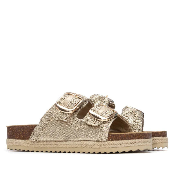 XTI 145072 Cork Textile Sandal - Gold