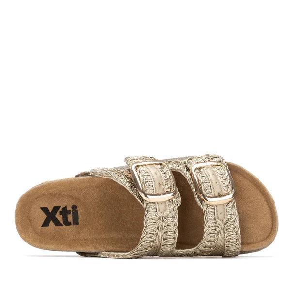 XTI 145072 Cork Textile Sandal - Gold