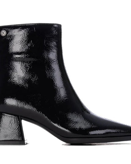 Ladies Patent Ankle Boot - Black