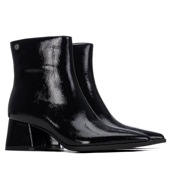 Ladies Patent Ankle Boot - Black