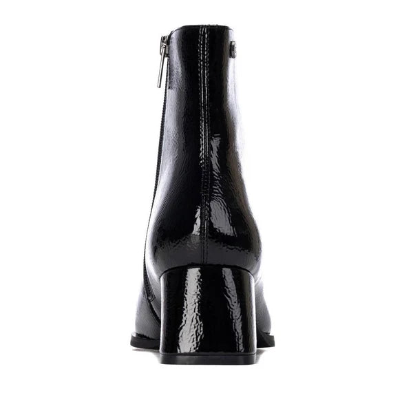 Ladies Patent Ankle Boot - Black
