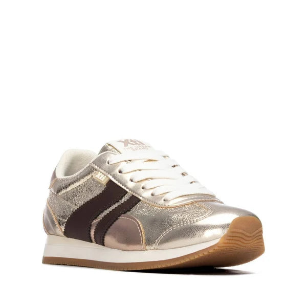 XTI Ladies Low Sneaker - Gold/Brown