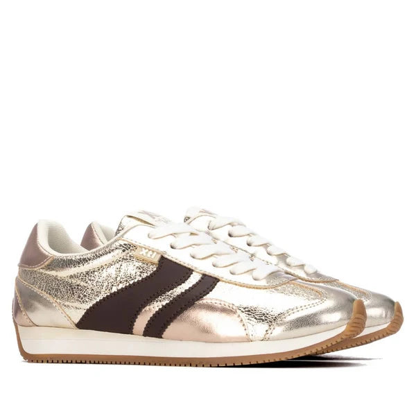 XTI Ladies Low Sneaker - Gold/Brown