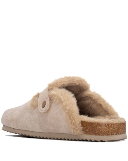 XTI Ladies Suede Fur Lined Clog - Neutral