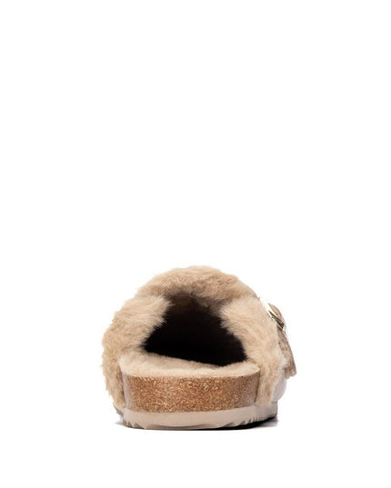 XTI Ladies Suede Fur Lined Clog - Neutral