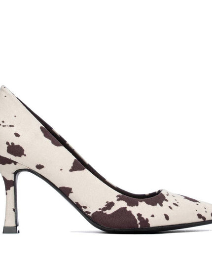 XTI Ladies Suede Heels - Cowprint