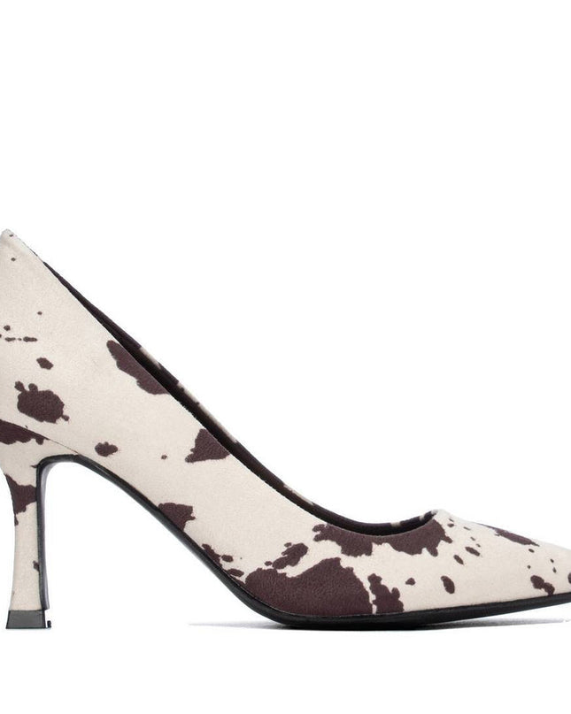 XTI Ladies Suede Heels - Cowprint