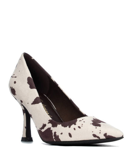 XTI Ladies Suede Heels - Cowprint