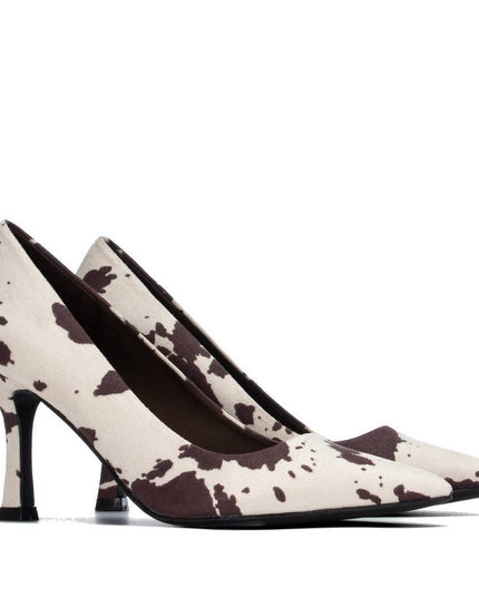 XTI Ladies Suede Heels - Cowprint