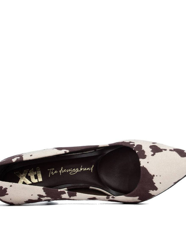 XTI Ladies Suede Heels - Cowprint