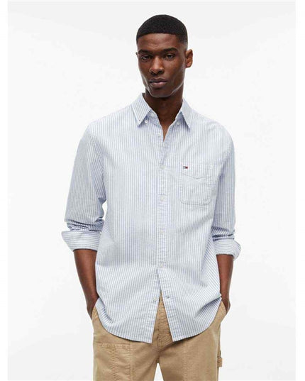 Tommy Jeans Reg Striped Shirt in Vibrant Blue Stripes