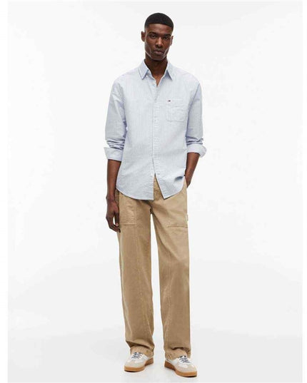 Tommy Jeans Reg Striped Shirt in Vibrant Blue Stripes