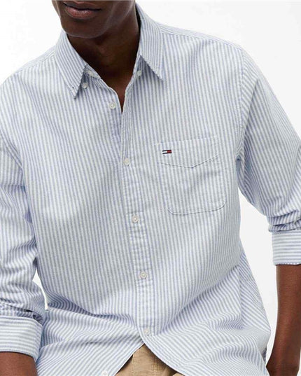 Tommy Jeans Reg Striped Shirt in Vibrant Blue Stripes