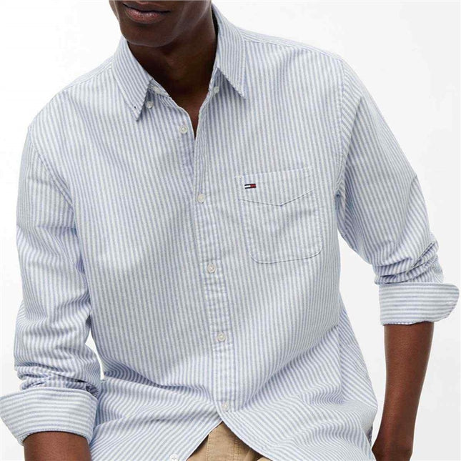 Tommy Jeans Reg Striped Shirt in Vibrant Blue Stripes
