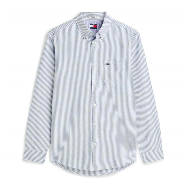 Tommy Jeans Reg Striped Shirt in Vibrant Blue Stripes
