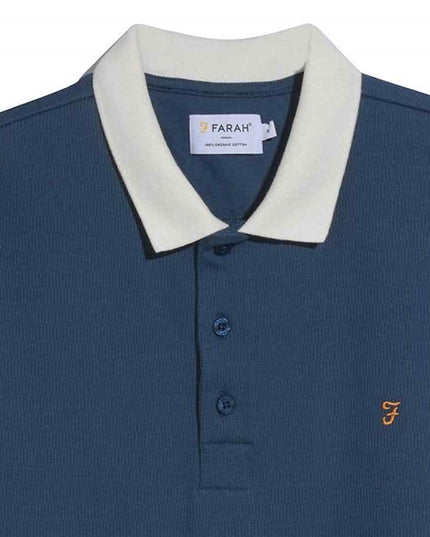 Farah Clement Textured Polo Aegean Blue