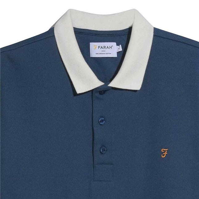 Farah Clement Textured Polo Aegean Blue