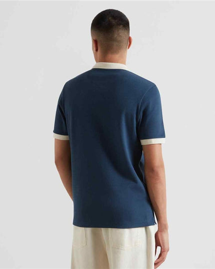 Farah Clement Textured Polo Aegean Blue