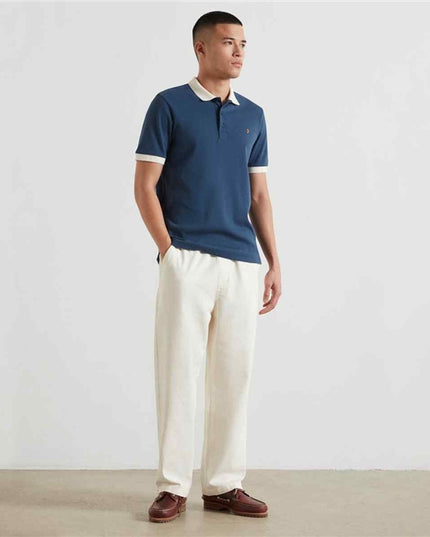 Farah Clement Textured Polo Aegean Blue