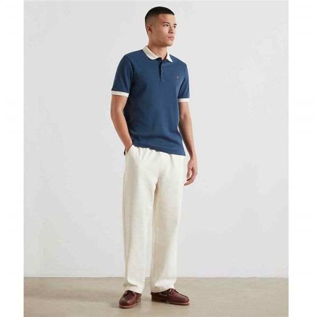 Farah Clement Textured Polo Aegean Blue