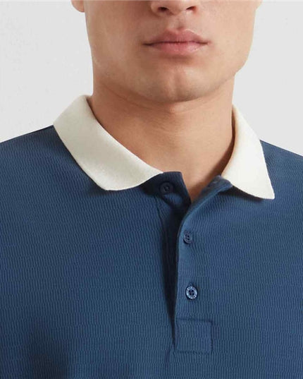 Farah Clement Textured Polo Aegean Blue