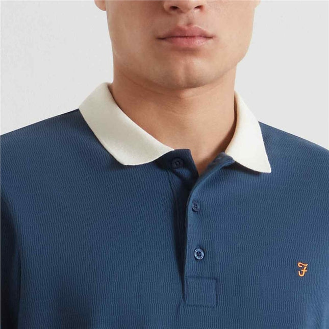 Farah Clement Textured Polo Aegean Blue