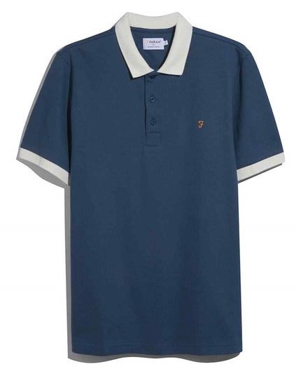 Farah Clement Textured Polo Aegean Blue