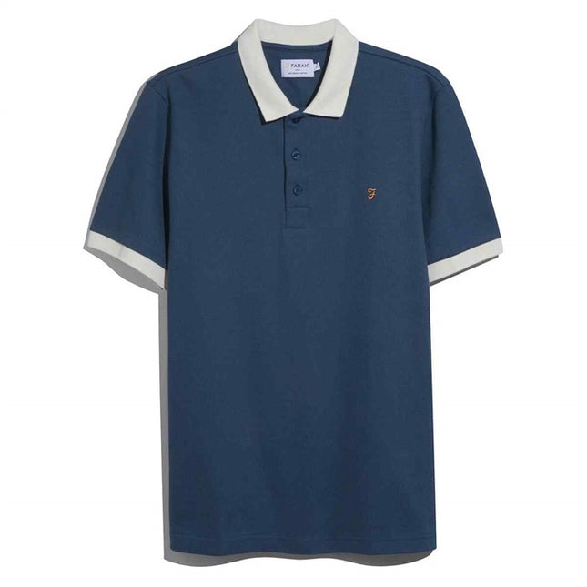 Farah Clement Textured Polo Aegean Blue