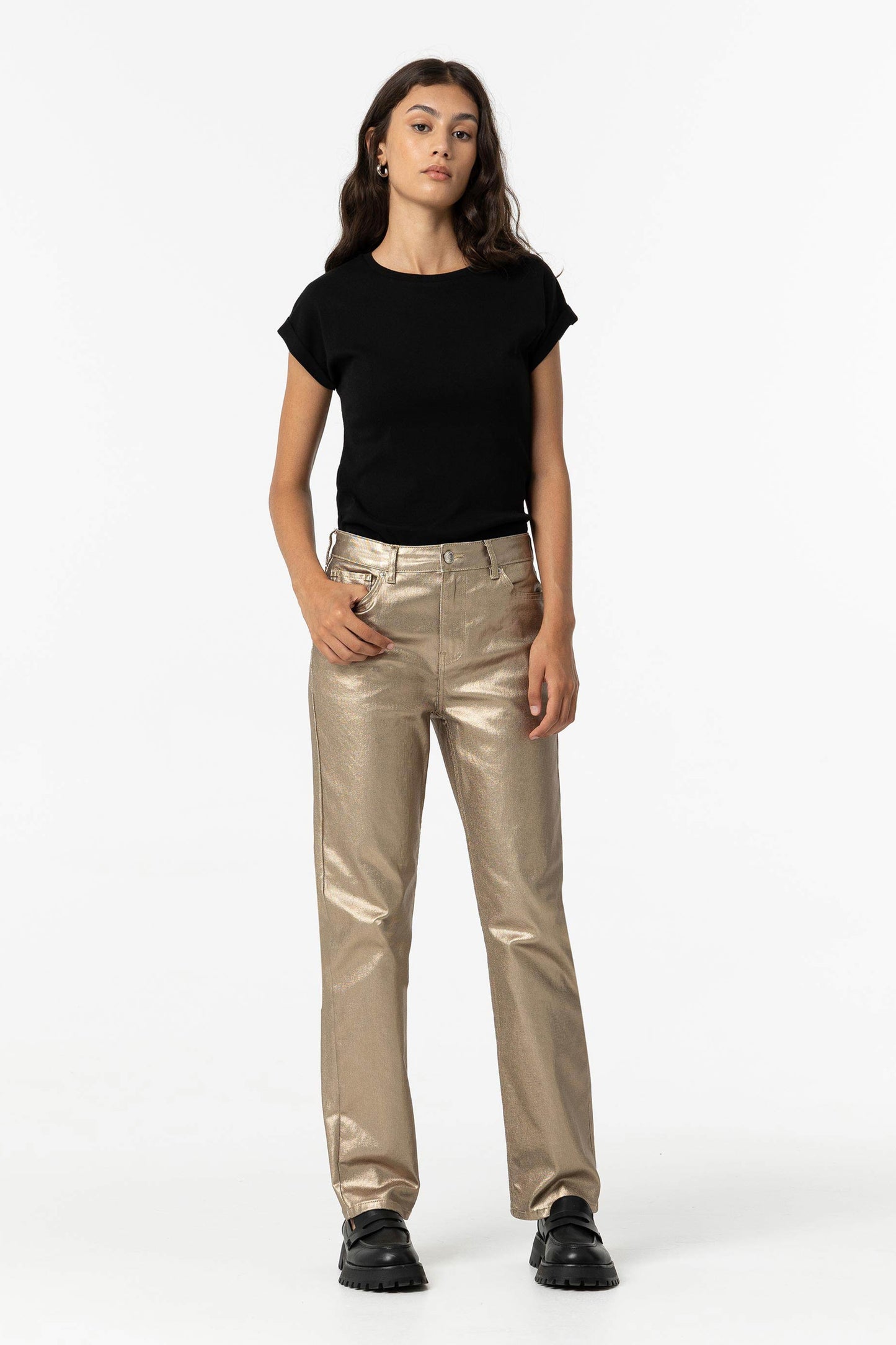 Tiffosi Metallic Straight Fit Amy Jeans