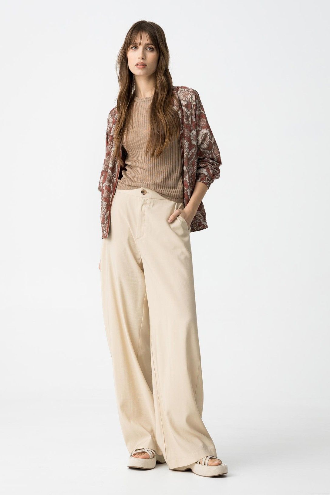 Tiffosi - 'Camelia' High Waist Trouser - Sand