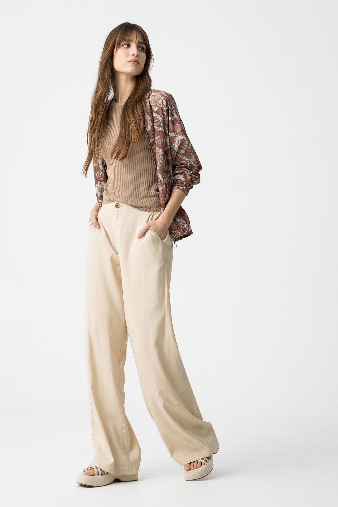 Tiffosi - 'Camelia' High Waist Trouser - Sand