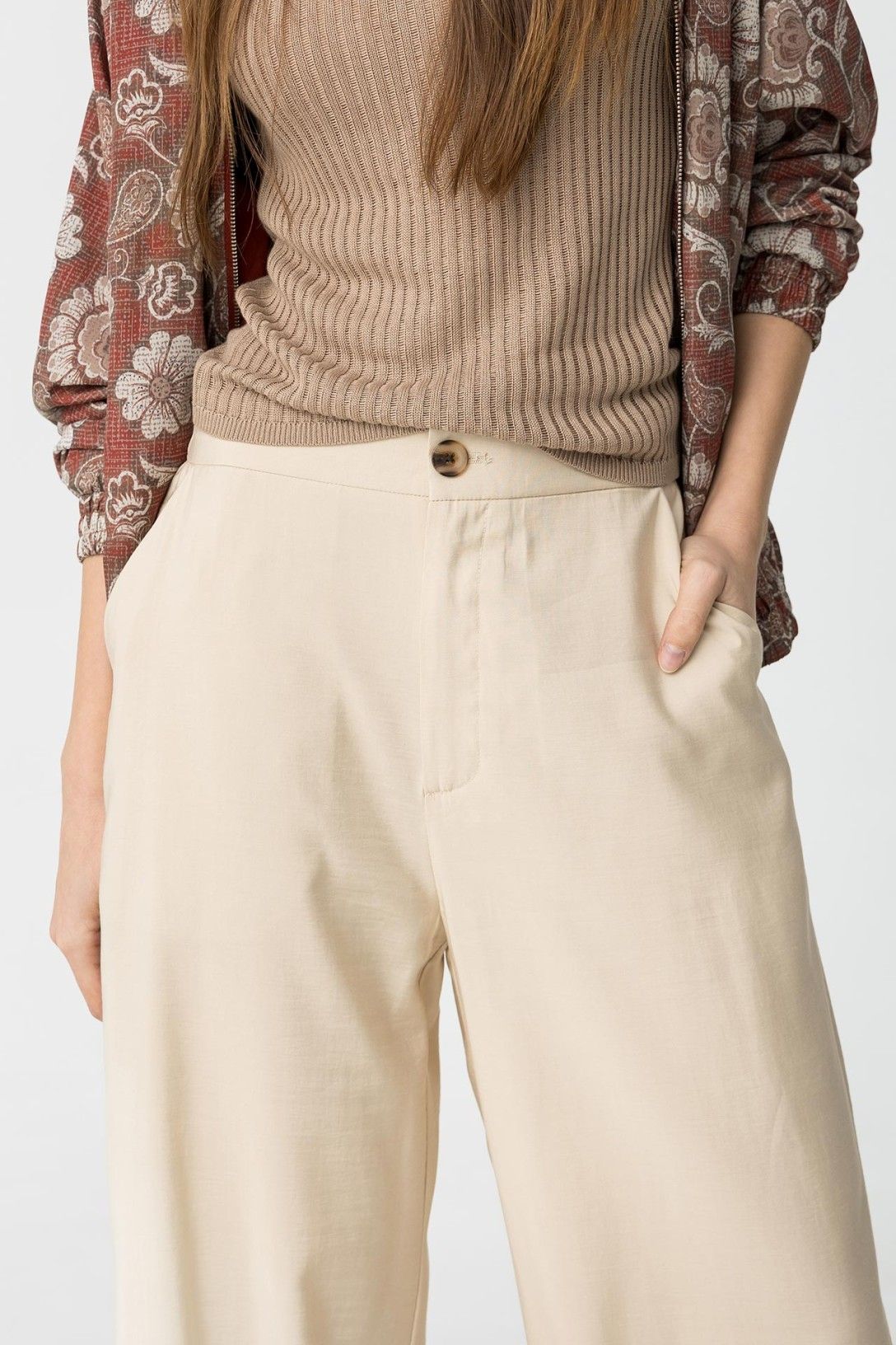 Tiffosi - 'Camelia' High Waist Trouser - Sand