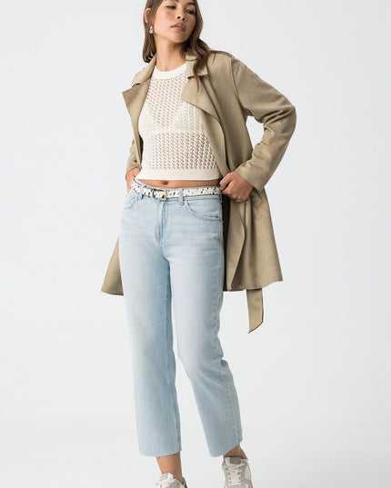 'Solange' Cropped Straight Jeans - Light Denim
