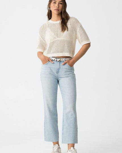 'Solange' Cropped Straight Jeans - Light Denim