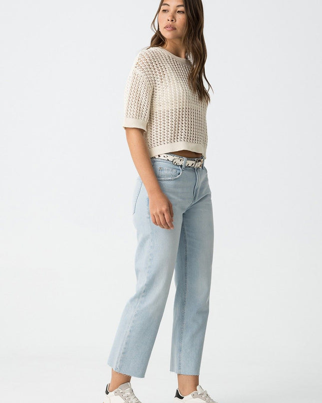 'Solange' Cropped Straight Jeans - Light Denim