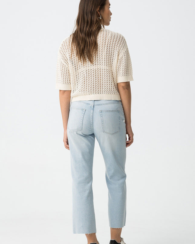 'Solange' Cropped Straight Jeans - Light Denim