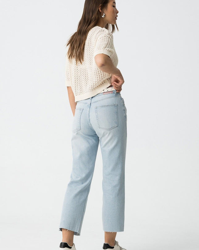 'Solange' Cropped Straight Jeans - Light Denim