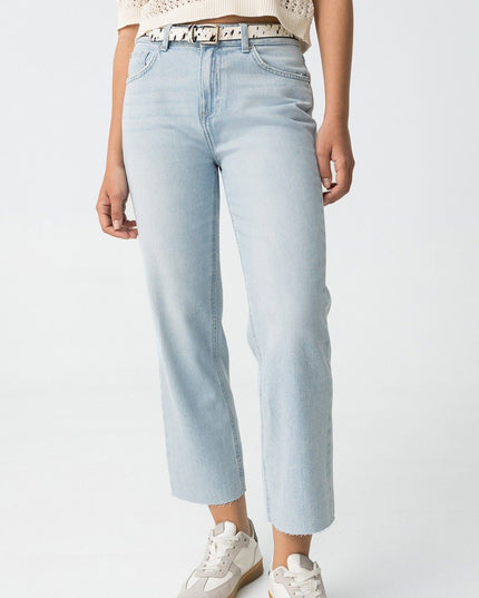 'Solange' Cropped Straight Jeans - Light Denim