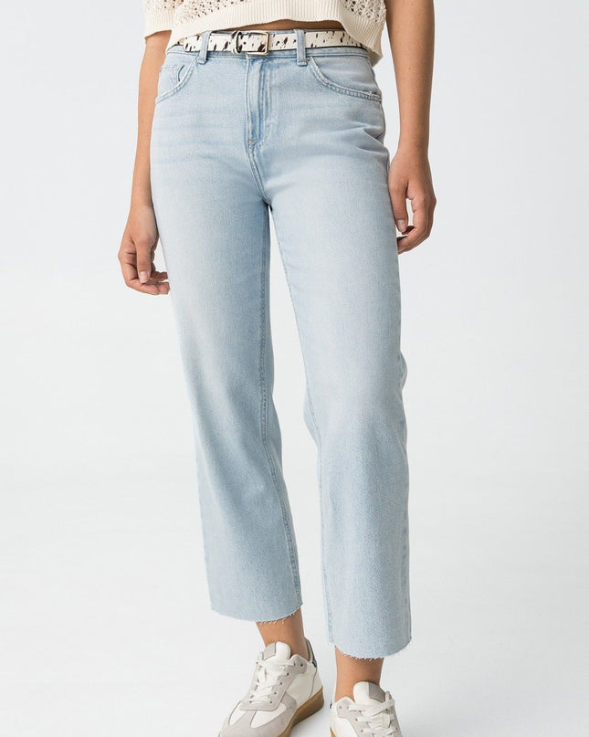 'Solange' Cropped Straight Jeans - Light Denim
