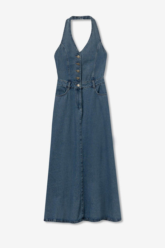 Tiffosi "Brelle" Denim Halter Neck Dress