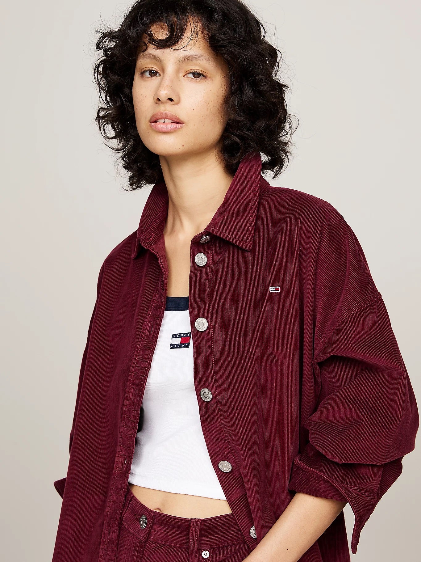 Fine Corduroy Relaxed Overshirt - Deep Rouge