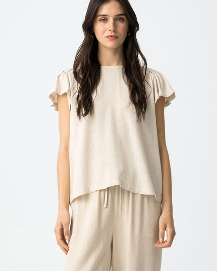 'Ivy' Linen Blend Top - Natural