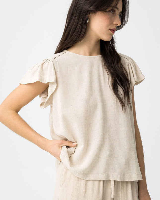 'Ivy' Linen Blend Top - Natural