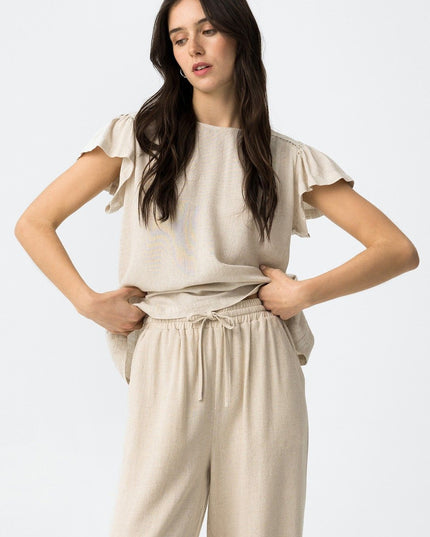 'Ivy' Linen Blend Top - Natural