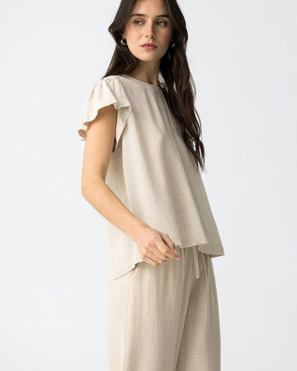 'Ivy' Linen Blend Top - Natural